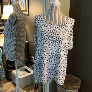Pleione, blouse, cold shoulder, Large